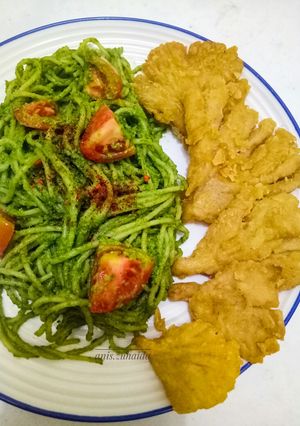 Foto resep Pesto Spaghetti Jamur Crispy