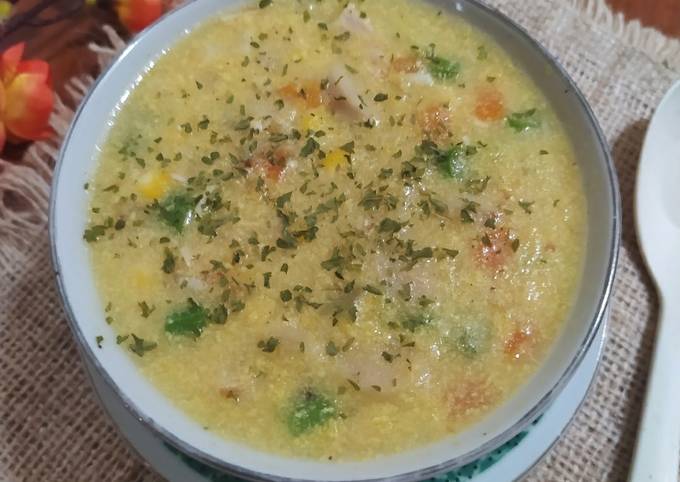 Resep Sup Krim Jagung, Sayuran & Ayam (MPASI 12m+, 4⭐) yang Bisa Manjain Lidah