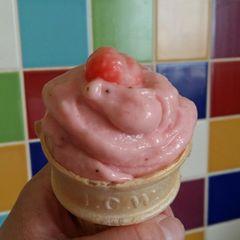 A picture of Vickys Strawberry Ice Cream, GF DF EF SF NF.