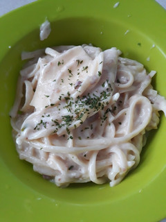 Foto resep Mpasi blw Fetuccini carbonara 9m