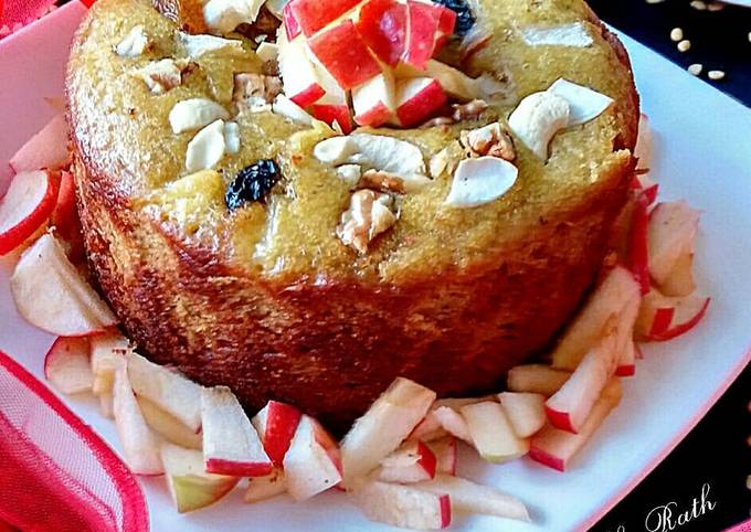 Recipe of Super Quick Homemade Moong dal chunk apple dry fruits cake