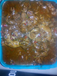 A picture of Gizards and chicken neck.