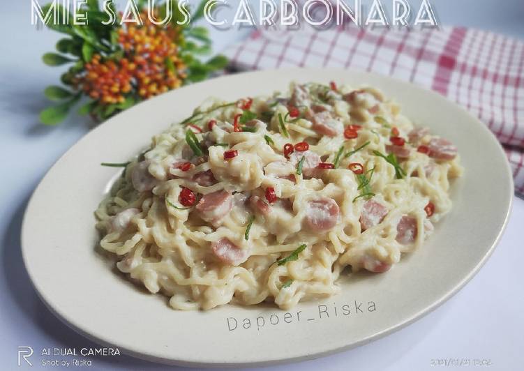 Resep Terbaik Mie saus carbonara (versi simple) Ala Restoran