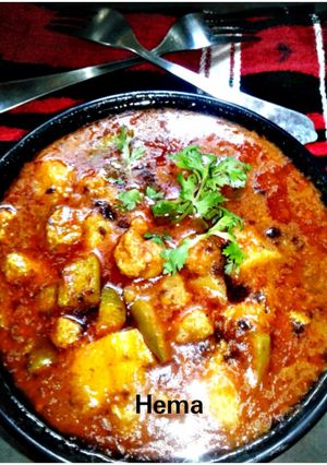 A picture of Tangy nutrela kundru aloo bahaar.