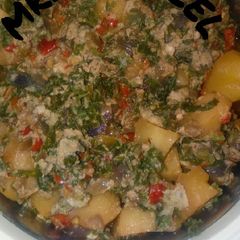 Irish, egg nd ugu soup A picture of Irish, egg nd ugu soup.