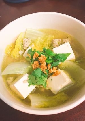 รูปของ แกงจืดผักกาดขาวใส่เต้าหู้ไก่สับ