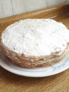 Una foto de Torta de manzana de hojas 🍎