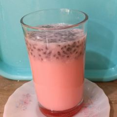 Milk with rose flavour and balangoo 🥛🥛🌹 A picture of Milk with rose flavour and balangoo 🥛🥛🌹.