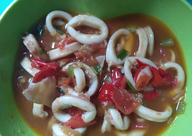 Resep Cumi pedas saos tiram Lezat