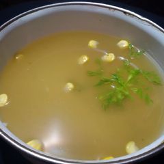 A picture of Sweet corn clear soup.