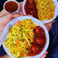 A picture of Non-Fry Veg Manchurian and Chow Mein.