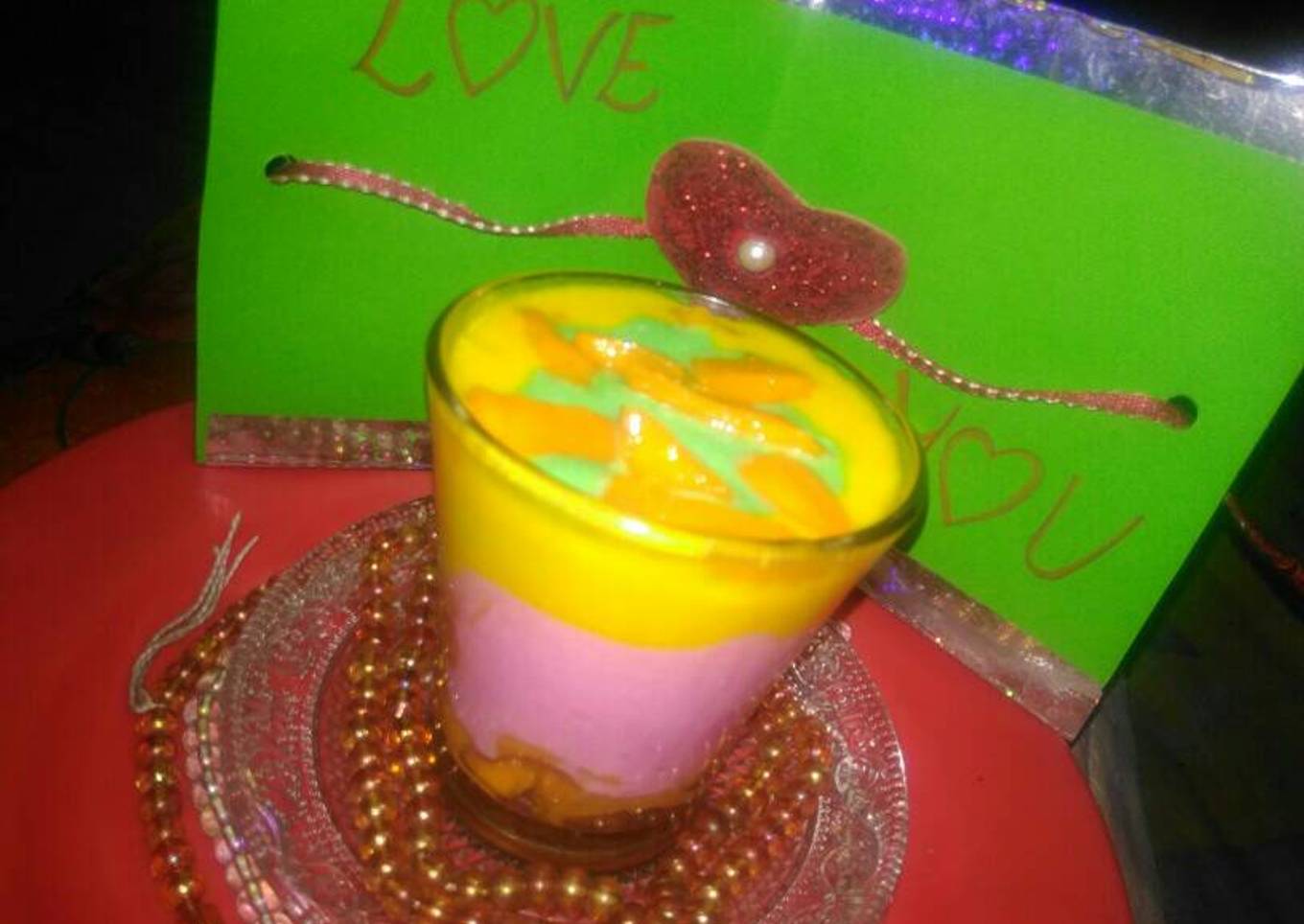 Abstract flavoured smoothie with fresh mango