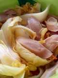 Tumis sawi putih sosis