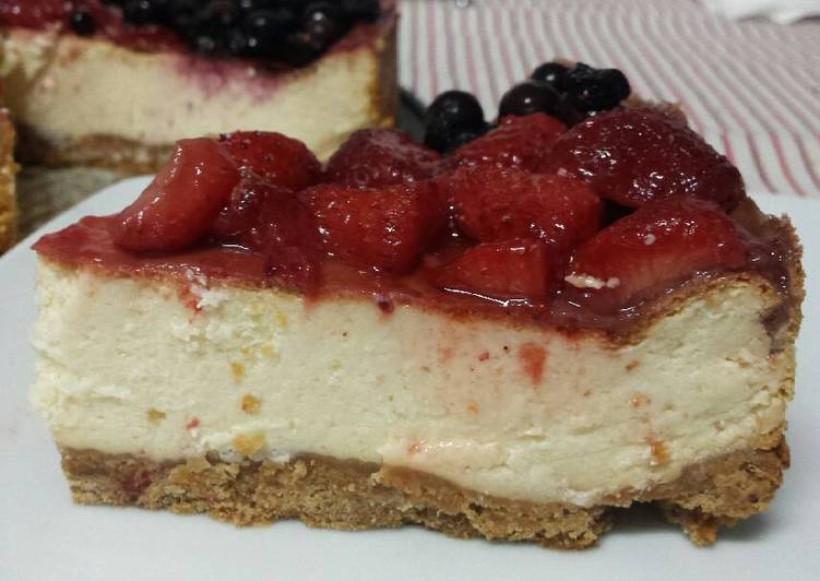 Tarta de queso con frutos rojos baja en calorías
