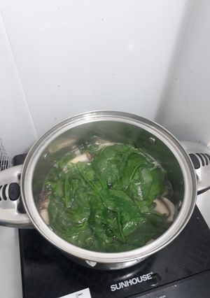 Hình của món Canh rau mồng tơi chay.