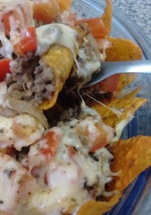 Una foto de Nachos con carne 
