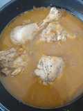 Pollo en salsa de durazno con chile morita!