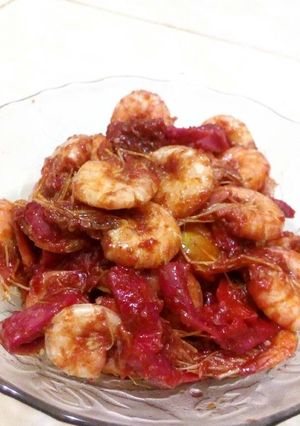 Foto resep Sambal goreng udang dan kulit buah naga