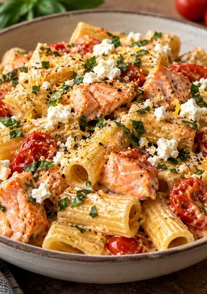 A picture of Salmon Feta Pasta.