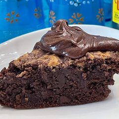 A picture of Gluten Free Chocolate Brownies featuring Cacao and Cashew Flour and Peanut Butter Swirl.