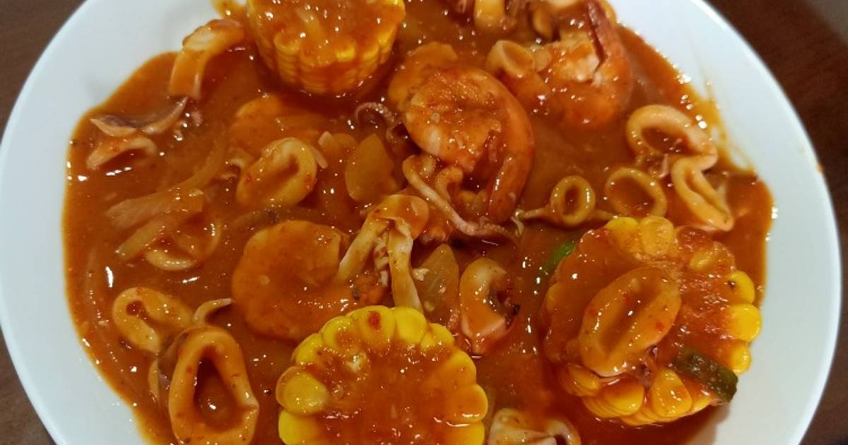 Resep Seafood Cumi Dan Udang Saus Padang Super Simpel Oleh Meta