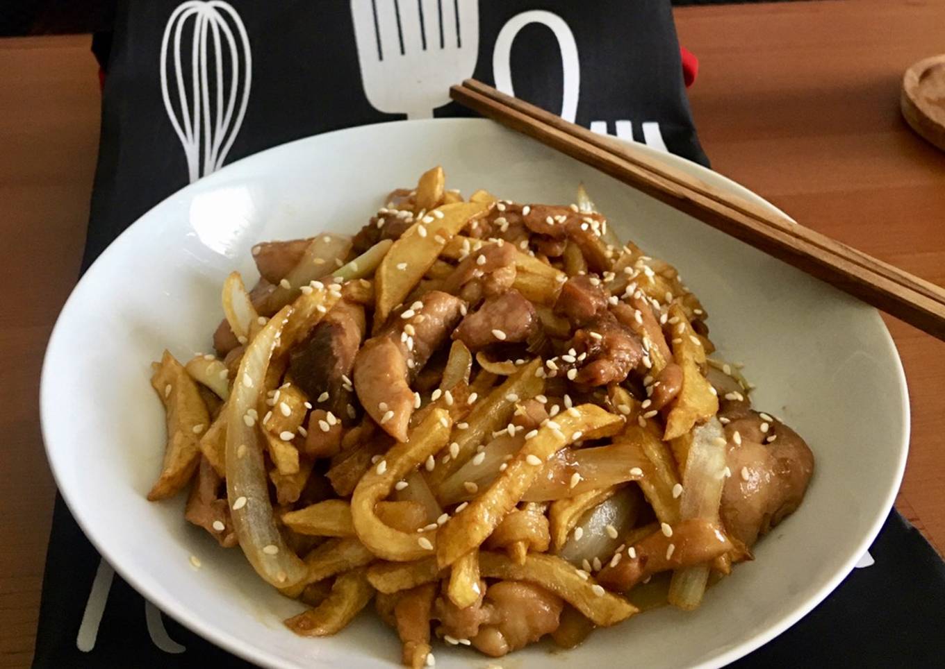 Chicken French fries teriyaki