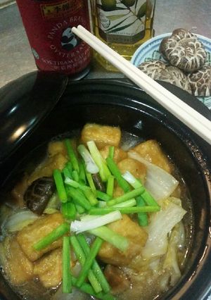 Foto resep Masak sayur sawi putih dgn tahu dan jamur dlm claypot