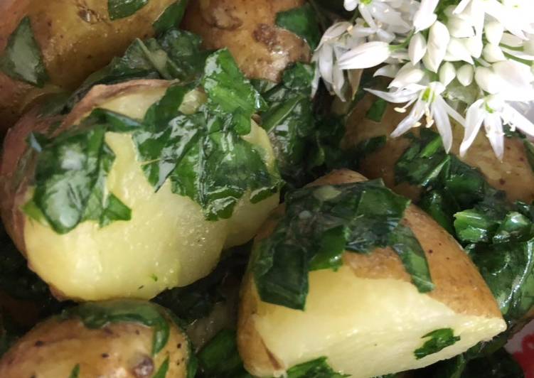 New potatoes with wild garlic