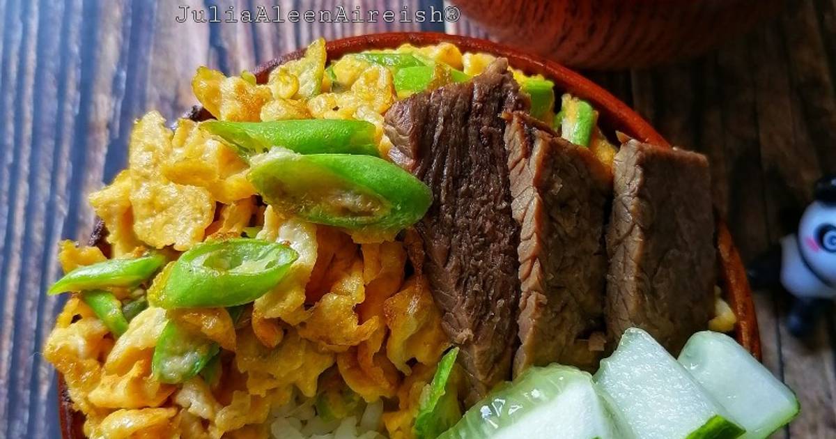 Resipi Nasi Kukus Mangkuk Gebu Telur Buncis Sup Daging Oleh Julia ALeen ...