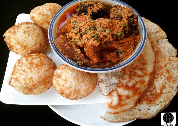 Sinasir, masa and egusi soup