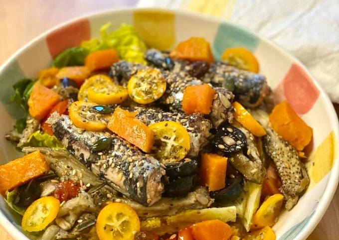Ensalada súper completa con sardinillas y kumquats - Semana 21 de embarazo  Receta de Irene-Guirao- Cookpad