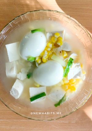 Foto resep Sup jagung protein | menu sarapan diet 321 kalori