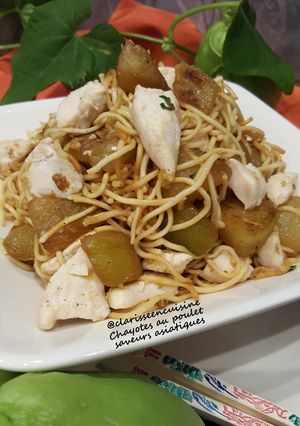 Une photo de Chayotes au poulet saveurs asiatiques