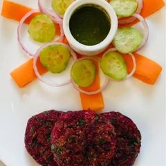 A picture of Beetroot Spinach Quinoa cutlets.