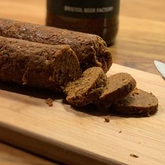 A picture of Spanish style vegan sausage.