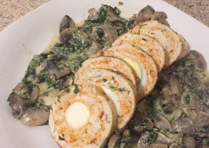 Chicken roulade with mushroom sauce