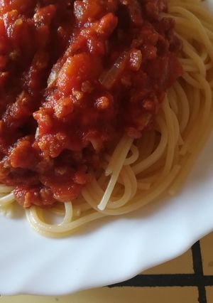 Una foto de Espaguetis boloñesa vegana