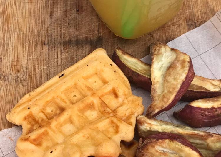 How to Prepare Super Quick Homemade Lemon and paprika Sweet potato wedges with waffles