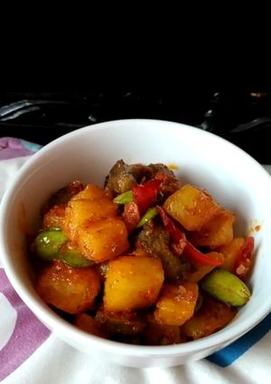 Foto resep Sambel kentang ati ayam + pete