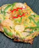 Pancake ai gamberetti con zucchine e carote