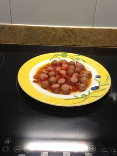 Una foto de Salchichas con pimientos