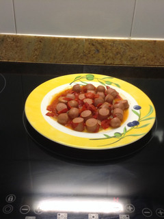 Una foto de Salchichas con pimientos