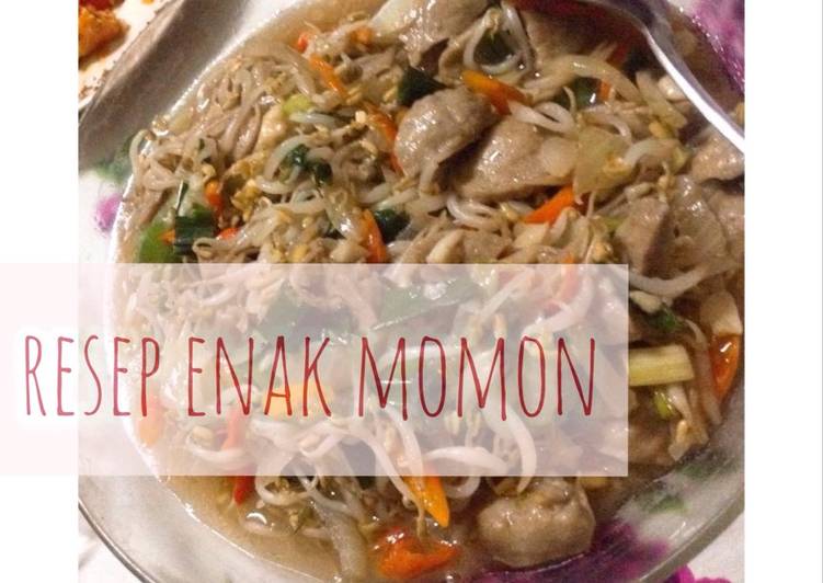 Langkah meracik Sayur Cah' Touge campur bakso rasa suka suka 😄, Enak