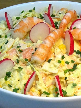Pasos sencillos para Preparar Ensalada de Col o Repollo con gambas (Coleslaw)  que Delicioso