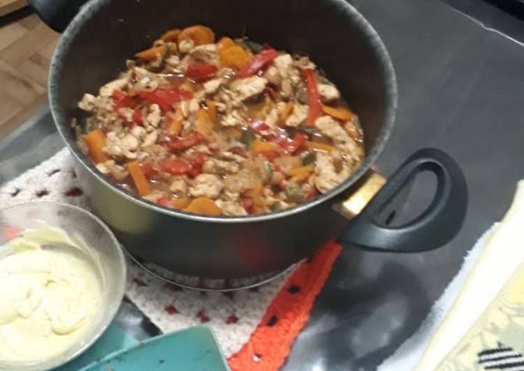 Fajitas de pollo y verduras