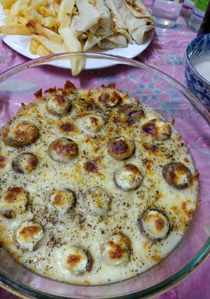 صورة لوصفة مشروم محشي بصلصة الاجبان والكريم تركية الأصل