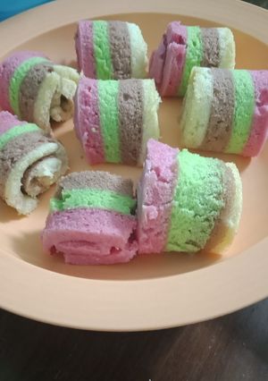 Foto resep Bolu gulung kukus pelangi