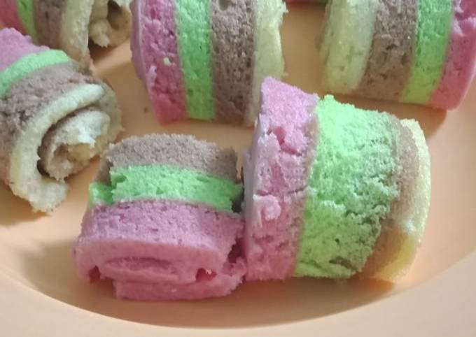 How to Cook Yummy Bolu gulung kukus pelangi