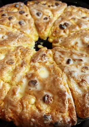A picture of White Chocolate Macademia Nut Scones.