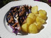 Una foto de col morada al horno